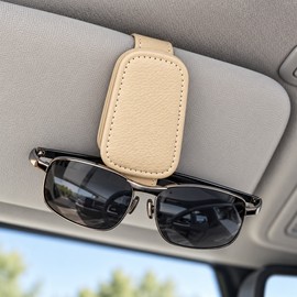 Car Sun Visor Glasses Holder for Driving – Magnetic Leather Clip for Eyeglasses, Cards and Tickets