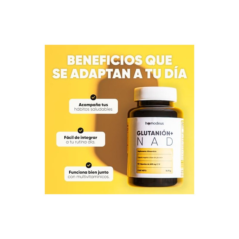 Glutatión 500mg NAD+ 200mg Cápsulas Veganas NAC y CoQ10 90
