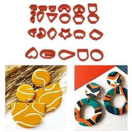 Pack of 24 Polymer Clay Earring Cutters 24 Shapes Clay Earring Cutters for Polymer Clay Jewellery Making (Red)
