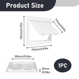 Access Panel 100x150 mm, Inspection Hatch Revision Door Paintable ABS Plastic for Wall & Ceiling, Conceals Pipes Wires Meters Fuse Box Cover, Flush Fit Access Panel Service Hatch for Easy Access