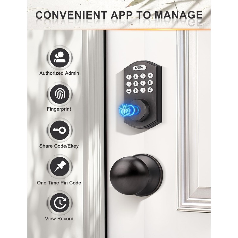 Tinewa Smart Locks for Front Door - Oil Rubbed Bronze