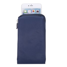 DFVmobile - Multi-Functional Universal Vertical Stripes Pouch Bag Case Zipper Closing Carabiner for at Mobile Pelican - Blue XXM (18 x 10 cm)