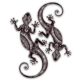 Artistic Lizards Set of 2-2" Each Vinyl Stickers - for Car Laptop I-Pad Phone Helmet Hard Hat - Waterproof Decals