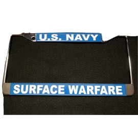 All American Military License Plate Frame-U.S. Navy Surface Warfare #811770-Chrome