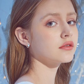 Celtic Hoop Earrings S925 Sterling Silver Moonstone Hinged Hoop Earrings Celtic Knot Huggie Earrings Irish Earrings Cartilage Hoop Earrings Small Hoop Earrings for Women