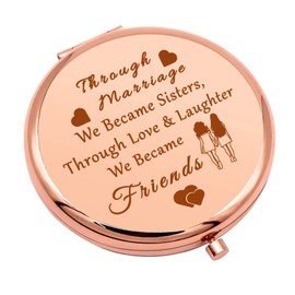 Mwphuy Sister in Law Gifts Pocket Compact Mirror Wedding Gifts for Women Bonus Sister Gift Unbiological Sister Gift Sister in Law Birthday Gifts Ideas Folding Makeup Mirror Birthday Engagement Gifts