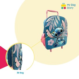 mybagstory - Stitch – 3D Children's Trolley Bag 36 x 25 x 14 cm – Nursery Trolley with Telescopic Handle and Wheels – One Compartment School Bag – for Girls and Boys