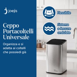 Joeji's Kitchen Ceppo portacoltelli da cucina universale senza coltelli con fessure per forbici e asta per affilare Portacoltelli da cucina in acciaio inox facile da pulire e scolare