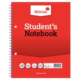 Silvine 9x7 Twin Wire Student's Notebook. 120 Pages Ruled 6mm Feint
