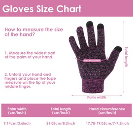 Winter Warm Gloves for Men Women, Lightweight Touch Screen Thermal Gloves Winter Anti-slip Grip Gloves, Soft Knit Lining, Elastic Cuff Knit Stretchy Material for Driving Running Typing Purple