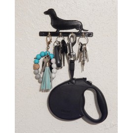 Dachshund Weiner Dog Key Rack Leash Holder Hanger Organizer for Wall - Four Hooks to Hang Dog Leashes - Dachshund Home Decor