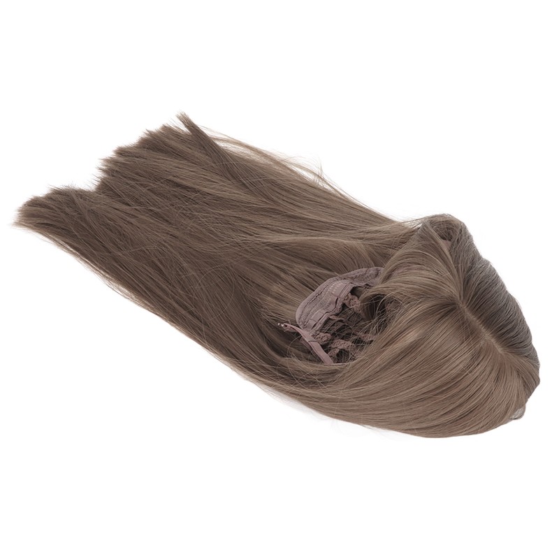 Women Light Brown Wig with Bangs Long Straight Synthetic Realistic
