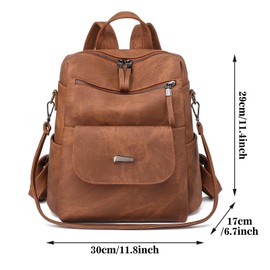 Wisebom Women Backpack, Anti theft backpack, Casual PU leather backpack women for Travel Shopping and School, Fashionable and lightweight Two in one convertible backpack (brown)