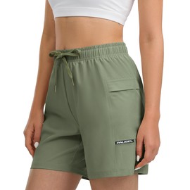 Pantalones cortos de senderismo para mujer, pantalones cortos de golf ligeros de verano, pantalones cortos de entrenamiento de secado rápido, pantalones cortos deportivos de 7 pulgadas con bolsillos