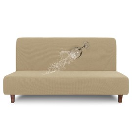 Easy-Going 100% Waterproof Futon Cover, Dual Waterproof Couch Cover for Futon, Stretch Jacquard Sofa Cover, Leakproof Furniture Protector for Kids, Pets, Dog and Cat, Sand