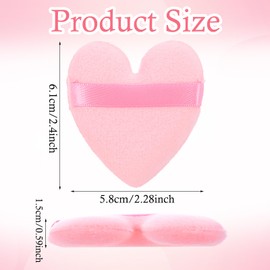 Mabor 12Pcs Pink Face Powder Puff, Heart Shaped Loose Powder Puffs for Applying Face, Normal Size Soft Reusable Velour Makeup Setting Tool for Women