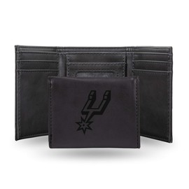 Rico Industries Laser Engraved Trifold Wallet, San Antonio Spurs,Black, 3.25 x 4-"