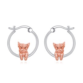 Yorkie Earrings Sterling Silver S925 Yorkie Jewellery Gifts for Women, One size, Sterling Silver, No Gemstone