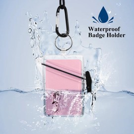 BESARME 3 Pack Waterproof ID Badge Holder Case Clear Vertical ID Card Holder with Lanyard Carabiner and Keychain Durable Locker Dry Box