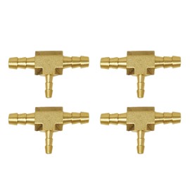 Brass Barb Tee Fitting 1/4" x 1/4" x 1/8" (Set of Four)