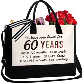 Eilcoly 60th Birthday Gifts for Women, 60 Years Old Happy Birthday Gift for Her, Wife, Aunt, Grandma, Mother-in-law,Teacher, Turning 60, 60th Birthday for Her Reusable-Grocery-Bags(1964)