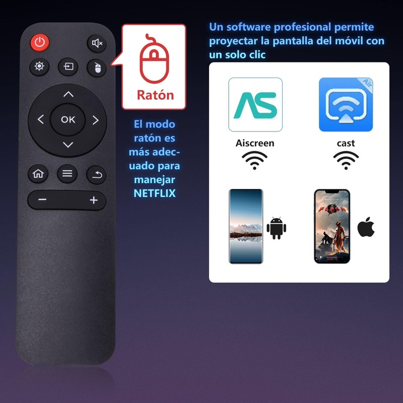 AOSO Mini Proyector Portátil,【Android12】 Soporte 1080P Full HD Proyectors 200ANSI,