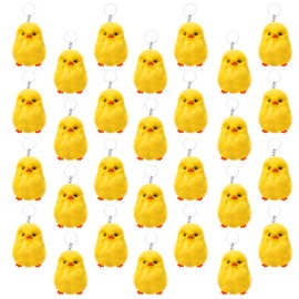 Olutacot 28 Pcs Small Chicken Keychain Easter Fluffy Chicks Mini Realistic Plush Chick Easter Fur Stuffed Toy Chick for Kids DIY Decorations Easter Party Favors (Multicolor)