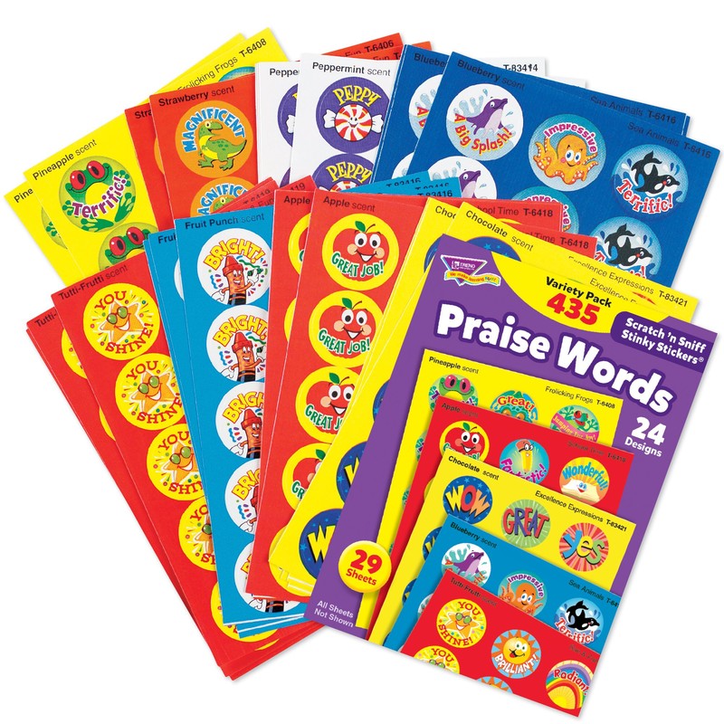 Trend T6490 Stinky Stickers Variety Pack, Praise Words, 435/pack