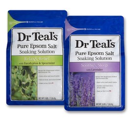 Dr Teal's Epsom Salt Bath Soaking Solution, Eucalyptus and Lavender, 2 Count, 3lb Bags - 6lbs Total