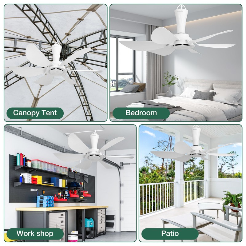 Roodike 22.5" Plug in Ceiling Fan for Outdoor Gazebo Patio