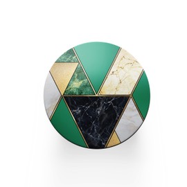 Round Single Coaster - Art Deco Green Marble Effect New Home House Warming Drinks Gift #77832