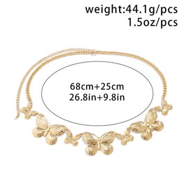 Cubahop Big Butterfly Waist Belly Chain Metal Body Chain Jewelry Accessories for Women and Girls (Gold)
