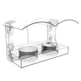 COJOSQC Window Bird Feeder with Strong Suction Cups, Clear Acrylic Design for Close-Up Bird Watching, Durable, Weatherproof, Easy to Install, Large Seed Tray, Drain Holes to Keep Food Dry, For Outdoor