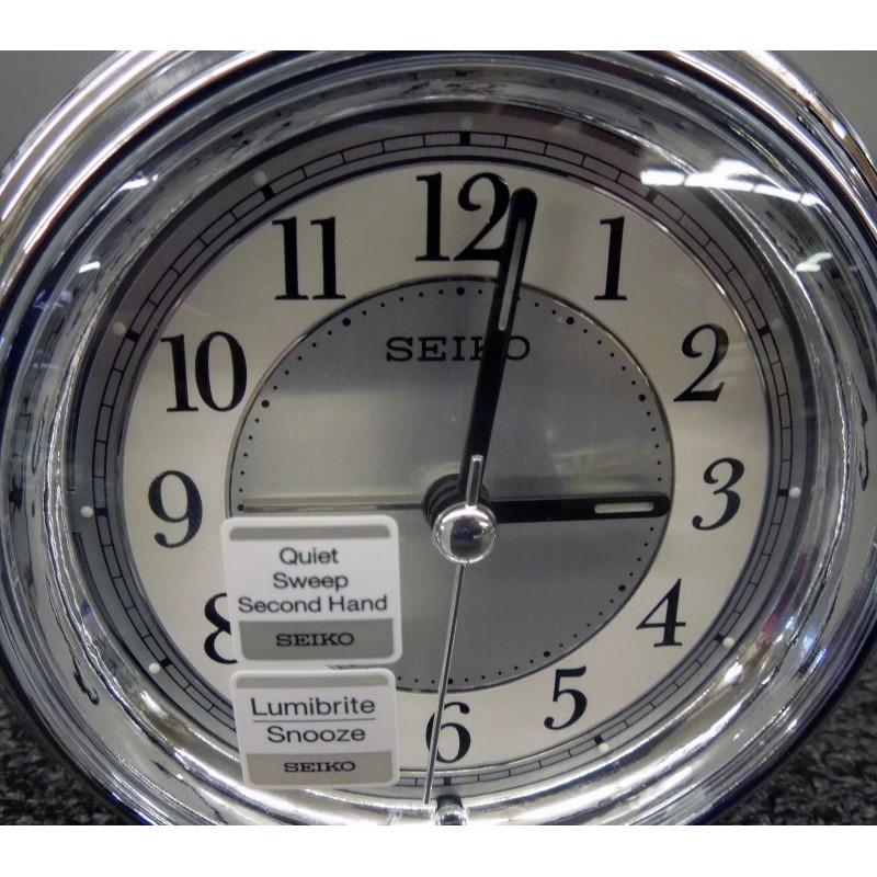SEIKO - ALARM CLOCK SILVER TONE CASE WITH BEEP ALARM