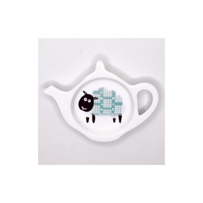 Sheep - Teal Tapestry Design Fine Bone China Teabag Tidy
