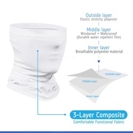 Shauoal Neck Gaiter Face Cover FG01 Elastic Head Wrap Mask Adjustable Bandana Headwear for All season Cycling Running Outdoor Activities-White