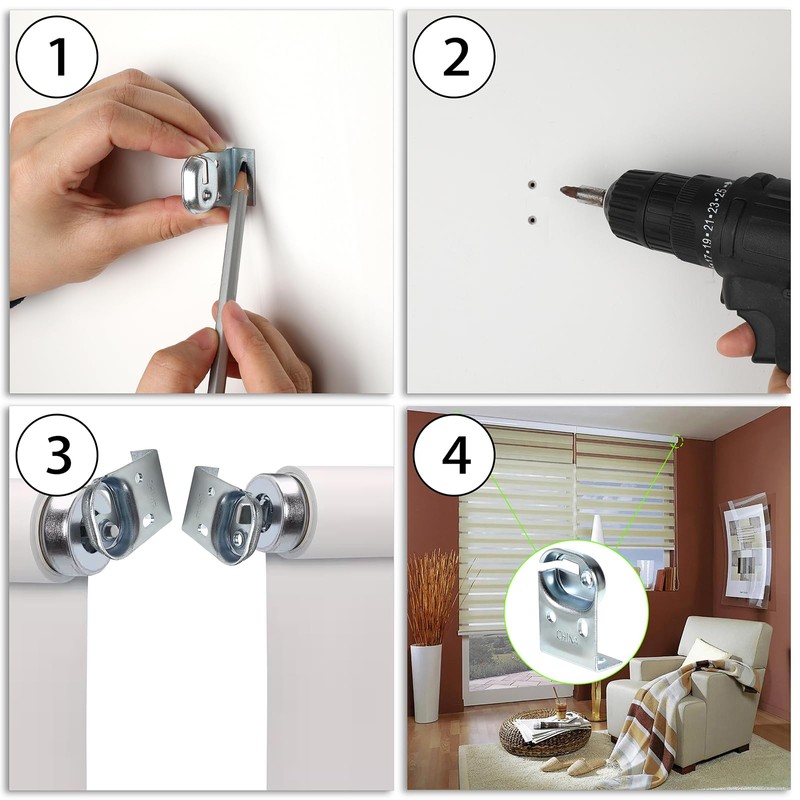 Sumnacon Metal Window Shade Brackets-4PCS Roller Shade Hardware Inside and