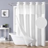 eachope White No Hook Shower Curtain with Snap-in Fabric Liner