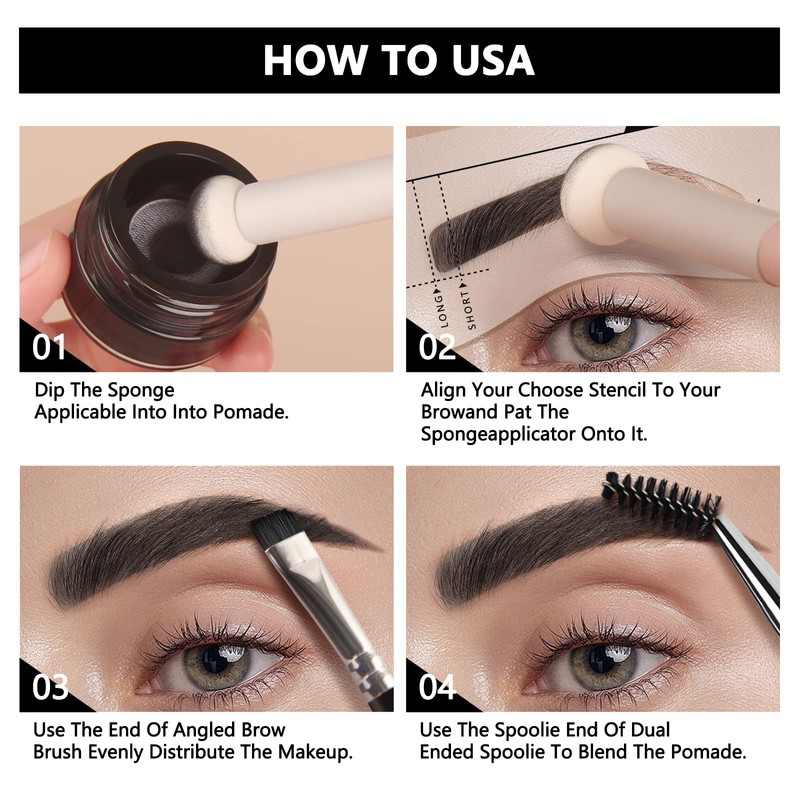 Anglicolor Eyebrow Pomade, Eyebrow Stamp and Eyebrow Stencil Set, Waterproof