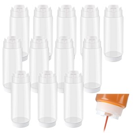 Otiamo 12 Pack 32 oz Condiment Squeeze Bottles for Restaurant Large Plastic Sauce Squeeze Bottles Inverted Refillable Sauce Dispensers for Ketchup, Dressing, Kitchen, Catering