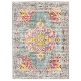 SAFAVIEH Crystal Collection Area Rug - 5' x 8', Turquoise & Rust, Boho Chic Medallion Distressed Design, Non-Shedding & Easy Care, Ideal for High Traffic Areas in Living Room, Bedroom (CRS520K)