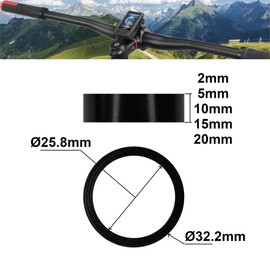 cyclingcolors 5x Bicycle Ahead Stem Spacer Spacer Spacer Rings Aluminium MTB Road Bike Spacers Headset Handlebar Headset Spacer Black 1 Inch 2+5+10+15+20 mm