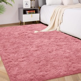 FVVRAX Fluffy High Pile Rug, 90 x 150 cm, Blush, Extra Soft Shaggy Rug, Non-Slip for Living Room, Bedroom, Cuddly Floor Rug for Children, Pets