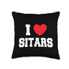 I Love Sitars Throw Pillow