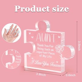 Aunt Gifts from Niece Nephew Acrylic Puzzle Plaque Best Aunt Ever Gifts Birthday Gifts for Aunt 3.5 x 3.9 Inch Thank You Aunt Gifts Desk Decorations for Women Birthday Christmas Thanksgiving