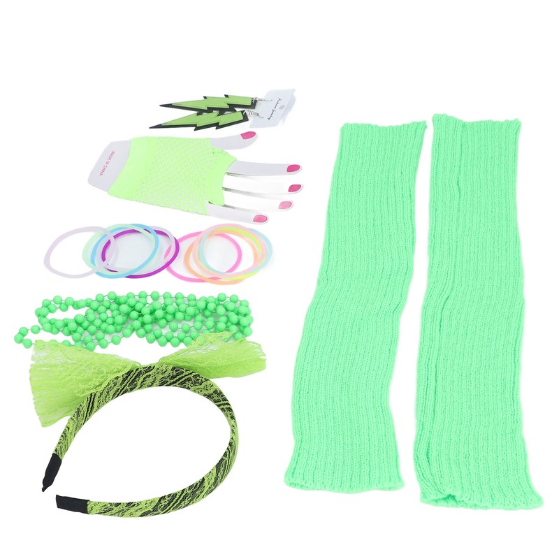 80s Earring Neon Headband Set Accessories Silicone Light Bracelets Headband