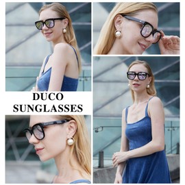 DUCO Women's Shades Classic Oversized Polarized Sunglasses for Women Ladies 100% UV Protection 2148 (Black Pink)