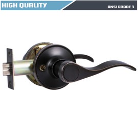 2 Pack Door Handles Oil Rubbed Bronze Without Keys, Interior Door Knobs for Hallway/Closet/Storeroom, Non-Lock Keyless Passage Function for Interior Doors, Elegant Wave Design