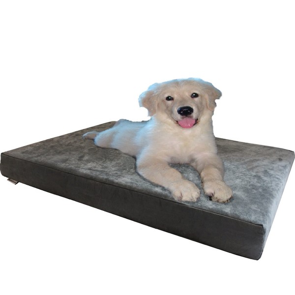 Dogbed4less Orthopedic Gel Cooling Memory Foam Dog Bed with Waterproof Liner and External Durable Suede Cover for Small to Medium Pet 35X20X4 Inches