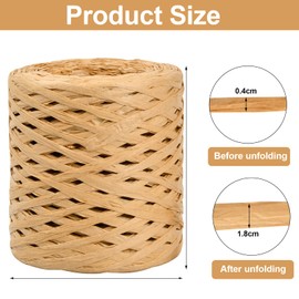 3 Rolls Raffia Paper Ribbon, 200 m Raffia Paper Ribbon, Natural Raffia Paper Cord, Gift Ribbon Packaging Paper Twine for Festival Gift Wrapping, DIY Crafts Weaving Decoration (Brown)